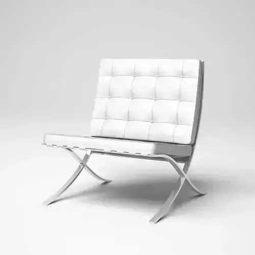White Leather Armchair With Metalic Legs