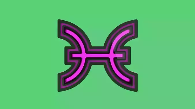 Fully Animated 3D Astrological Pisces Sign Icon Low-poly 3D model