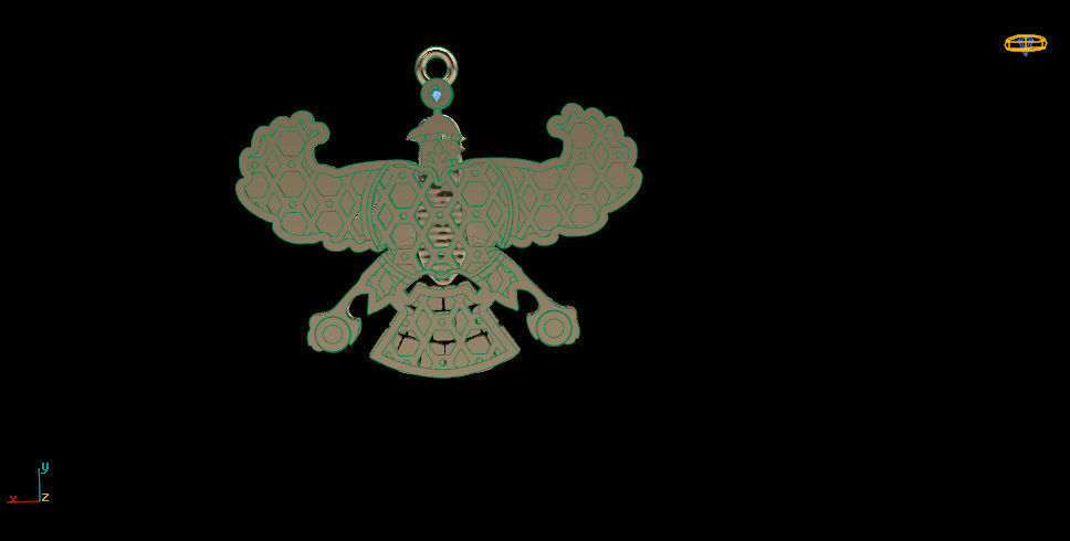 shahbaz eagle pendant 3D print model_4