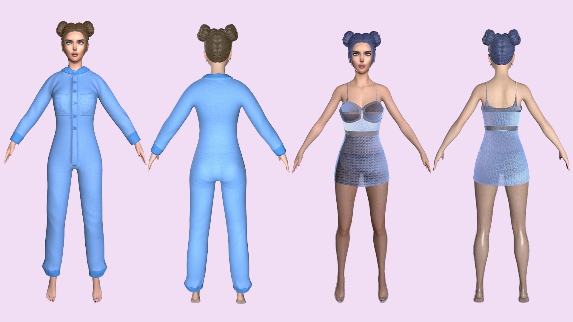 Maya Modular Girl 3D Model Collection_9