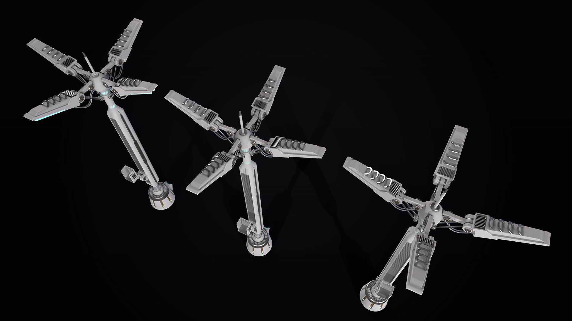 Sci-Fi radio antenna Low-poly 3D model_26