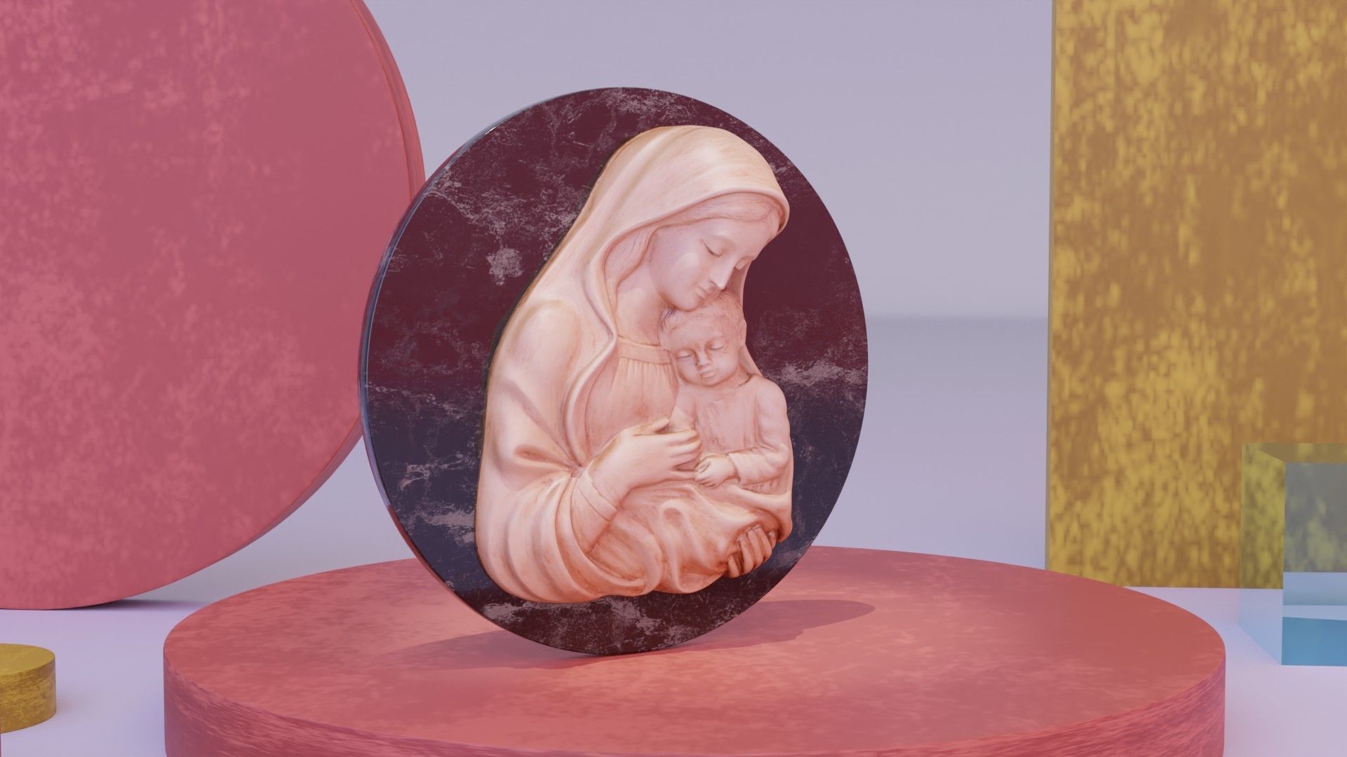 Mary with baby Jesus 01 high-poly 3D model_7