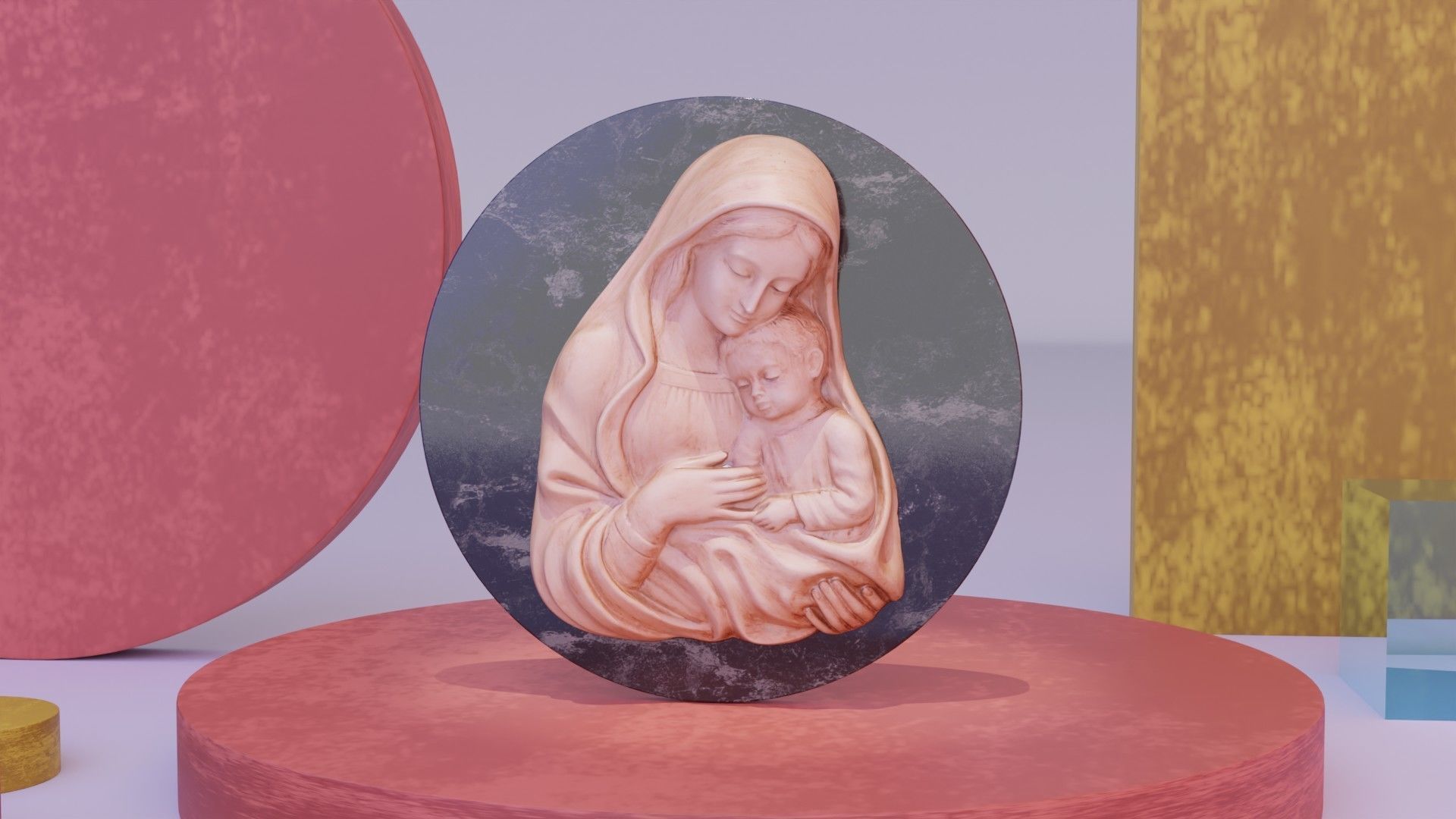 Mary with baby Jesus 01 high-poly 3D model_6