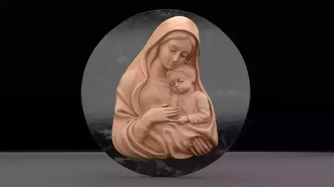 Mary with baby Jesus 01 high-poly