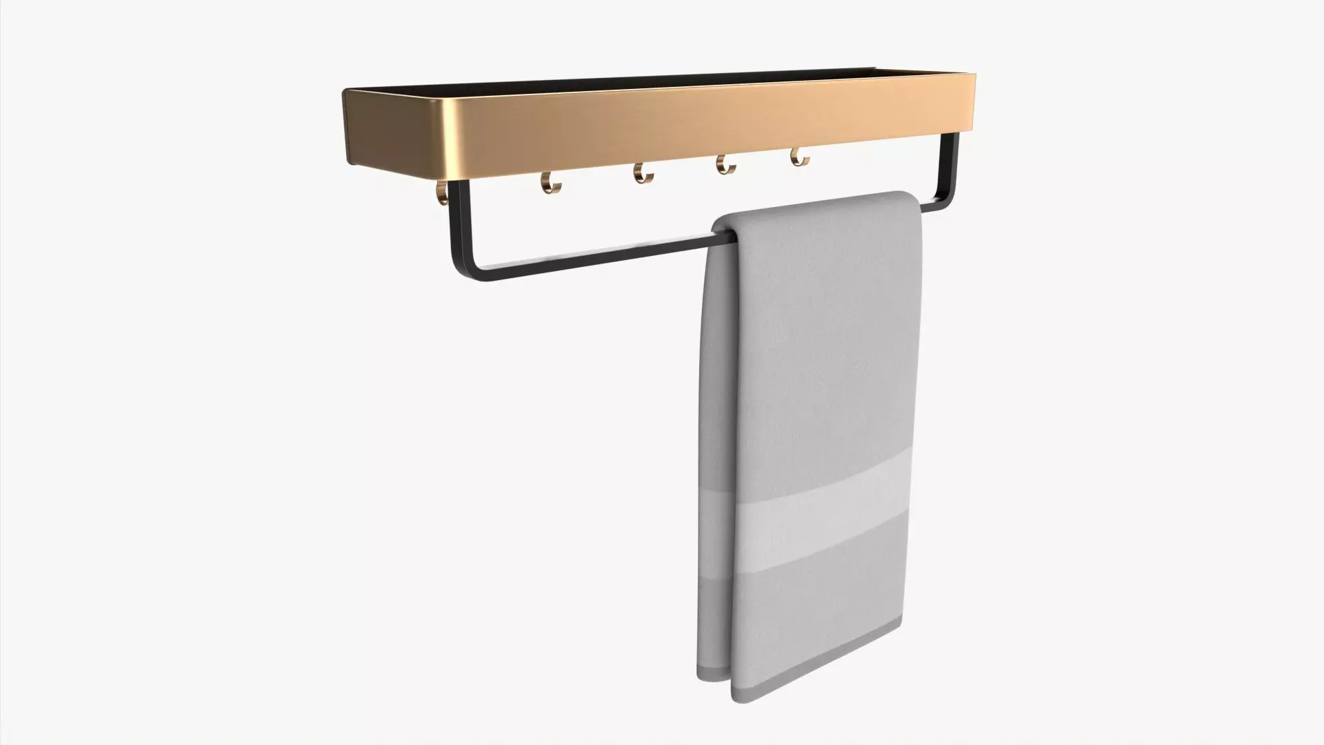 Bathroom shelf with rack and towel 3D model_0