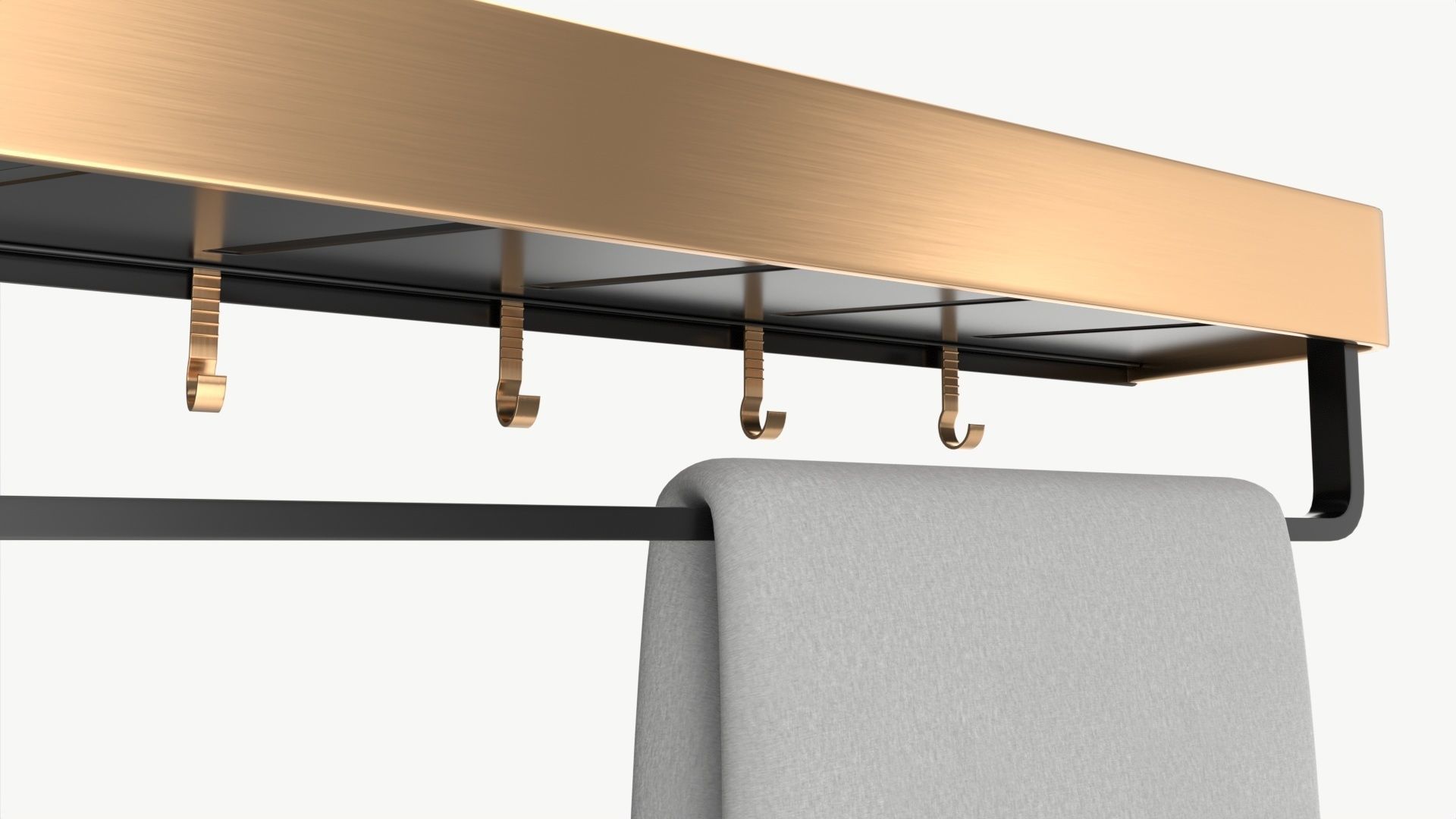 Bathroom shelf with rack and towel 3D model_3