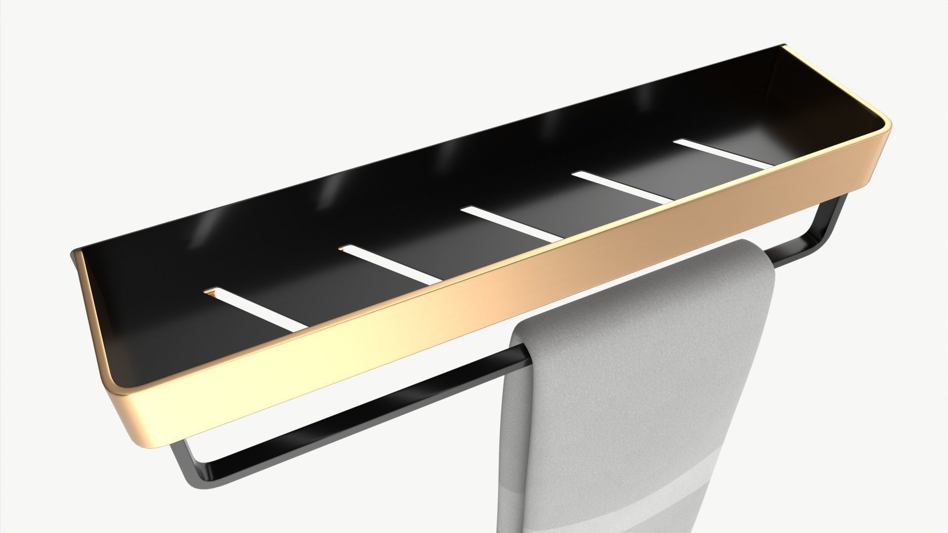 Bathroom shelf with rack and towel 3D model_1