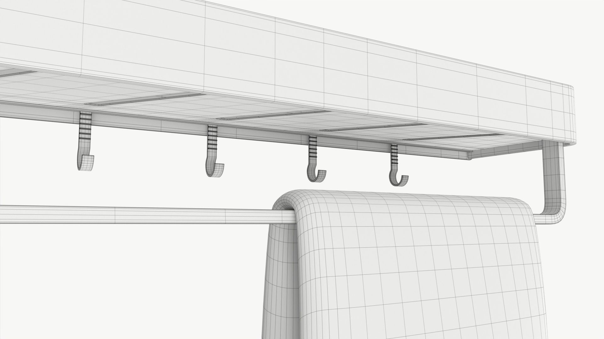 Bathroom shelf with rack and towel 3D model_8