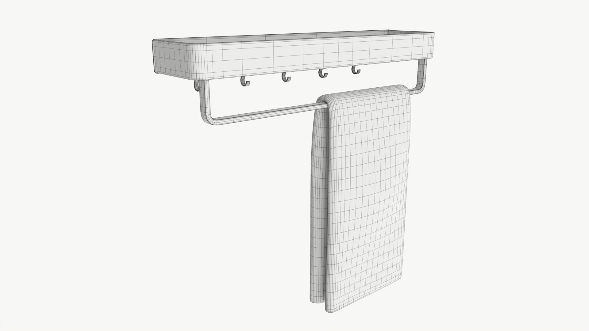 Bathroom shelf with rack and towel 3D model_6