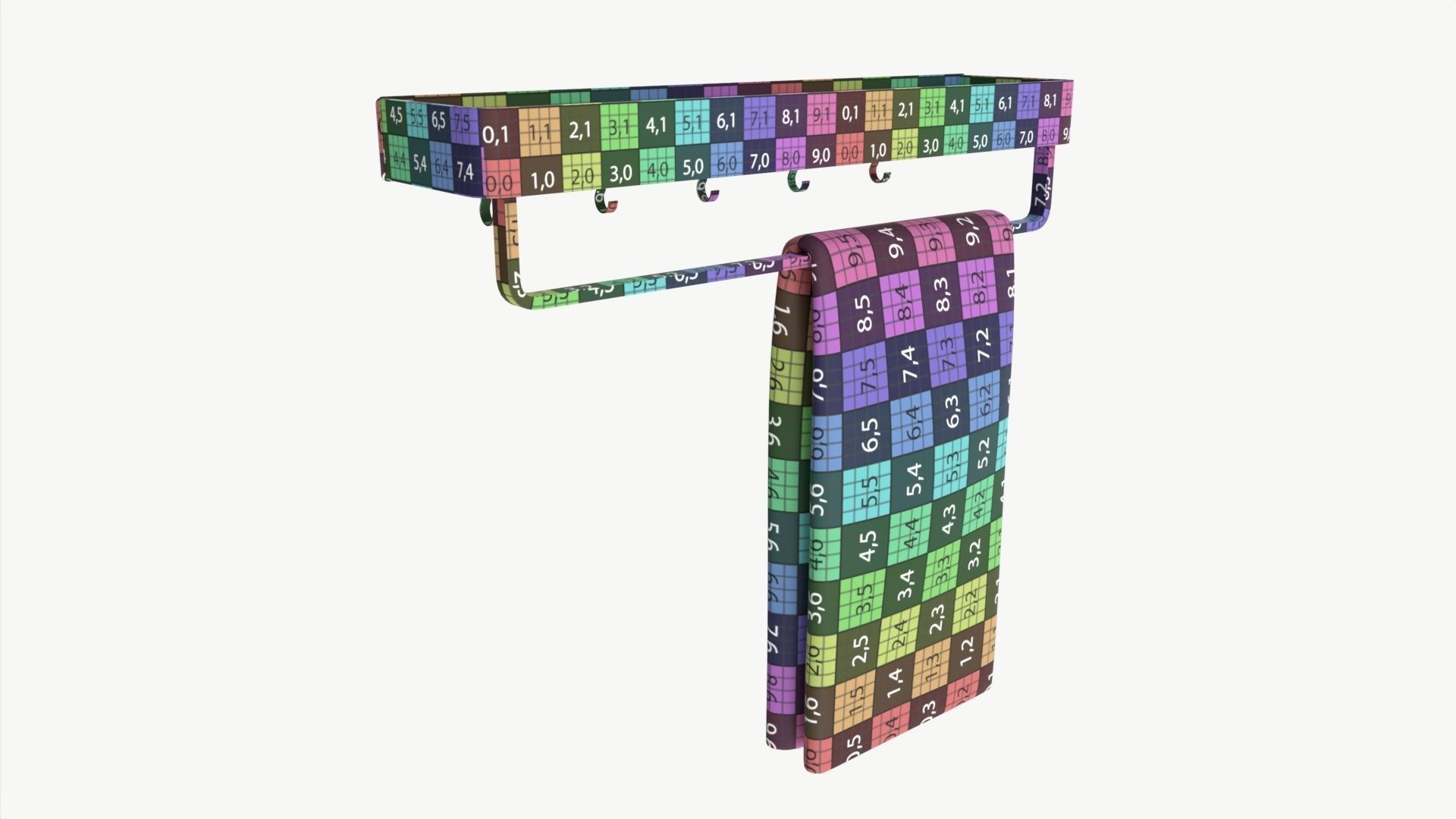 Bathroom shelf with rack and towel 3D model_9