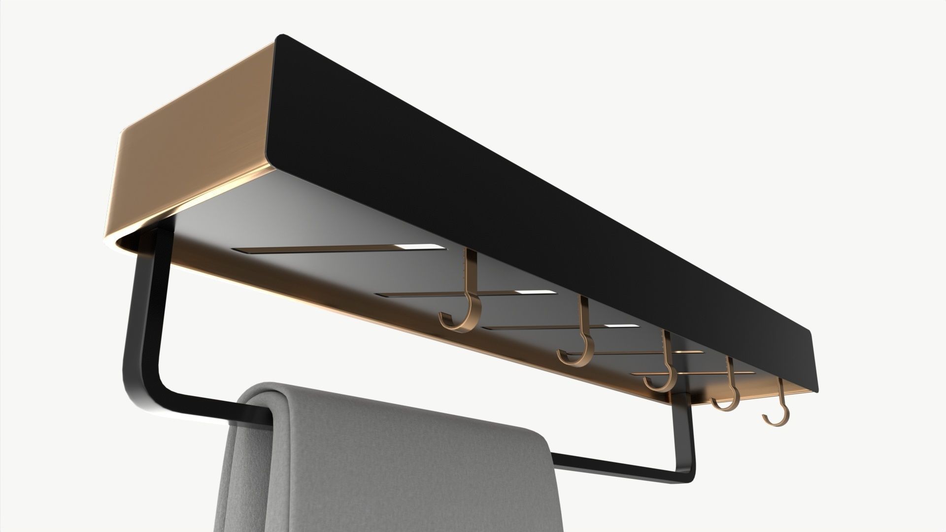 Bathroom shelf with rack and towel 3D model_2