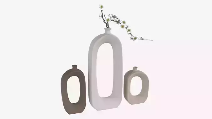 Brushed Ceramic Flower Vases