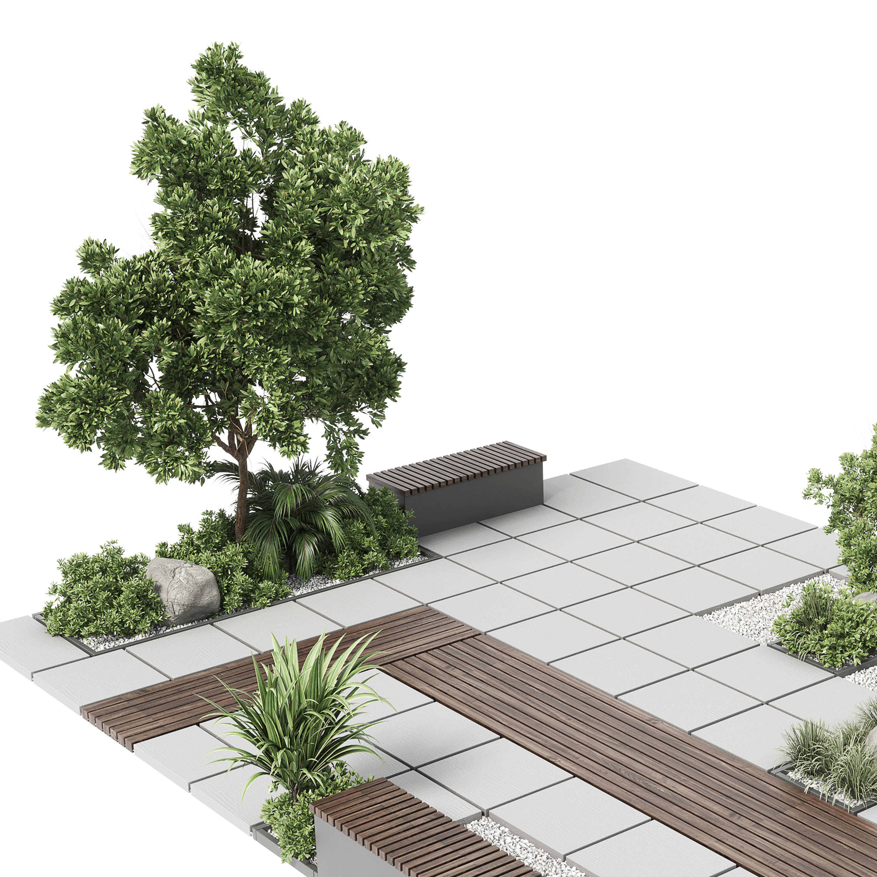 Urban Environment Urban Furniture Green Benches 3D model_6