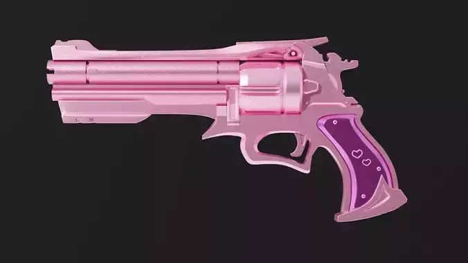 Kawaii Pink Revolver Low-poly 3D model