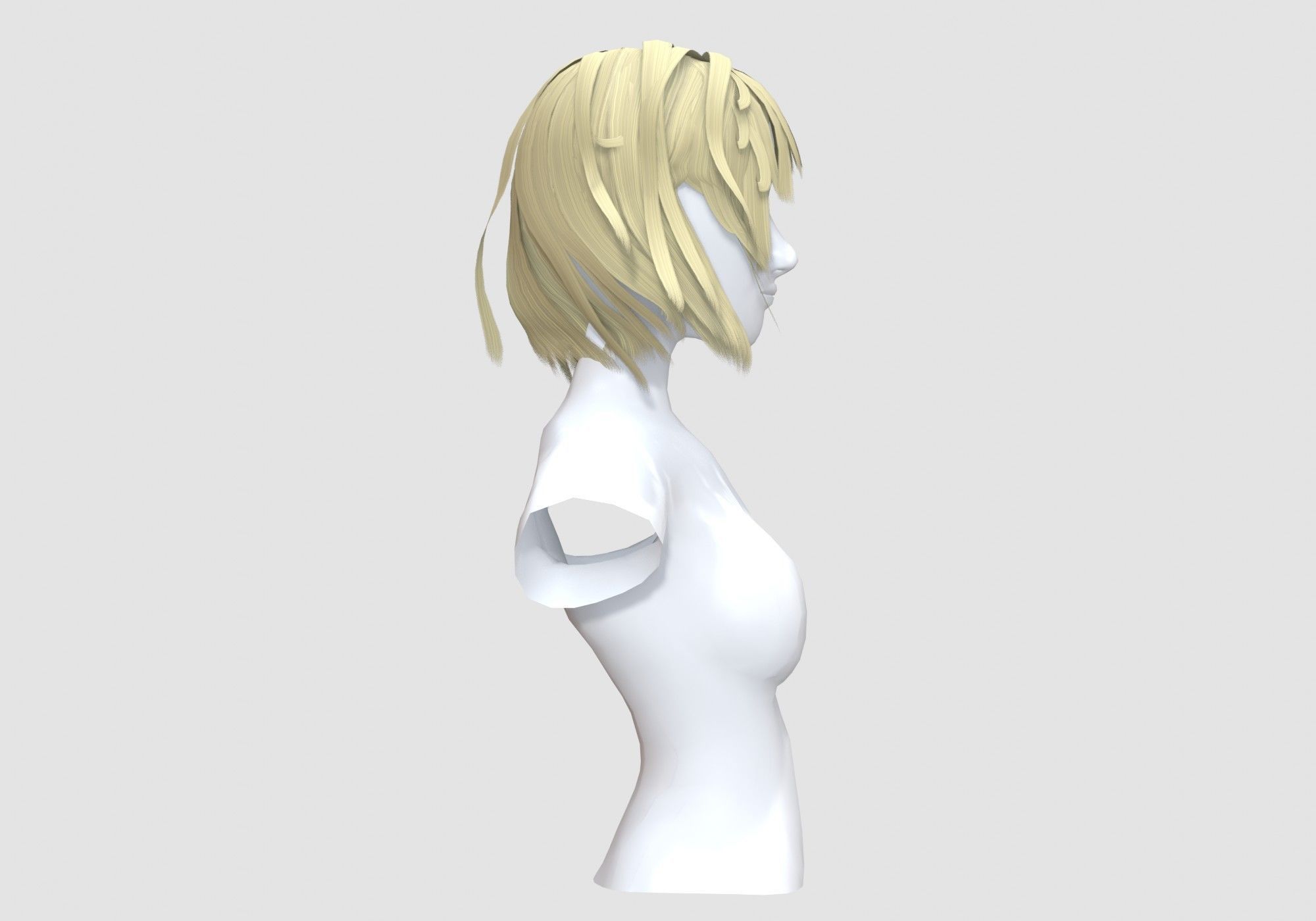 Windy Female Hairstyle 3D model_2