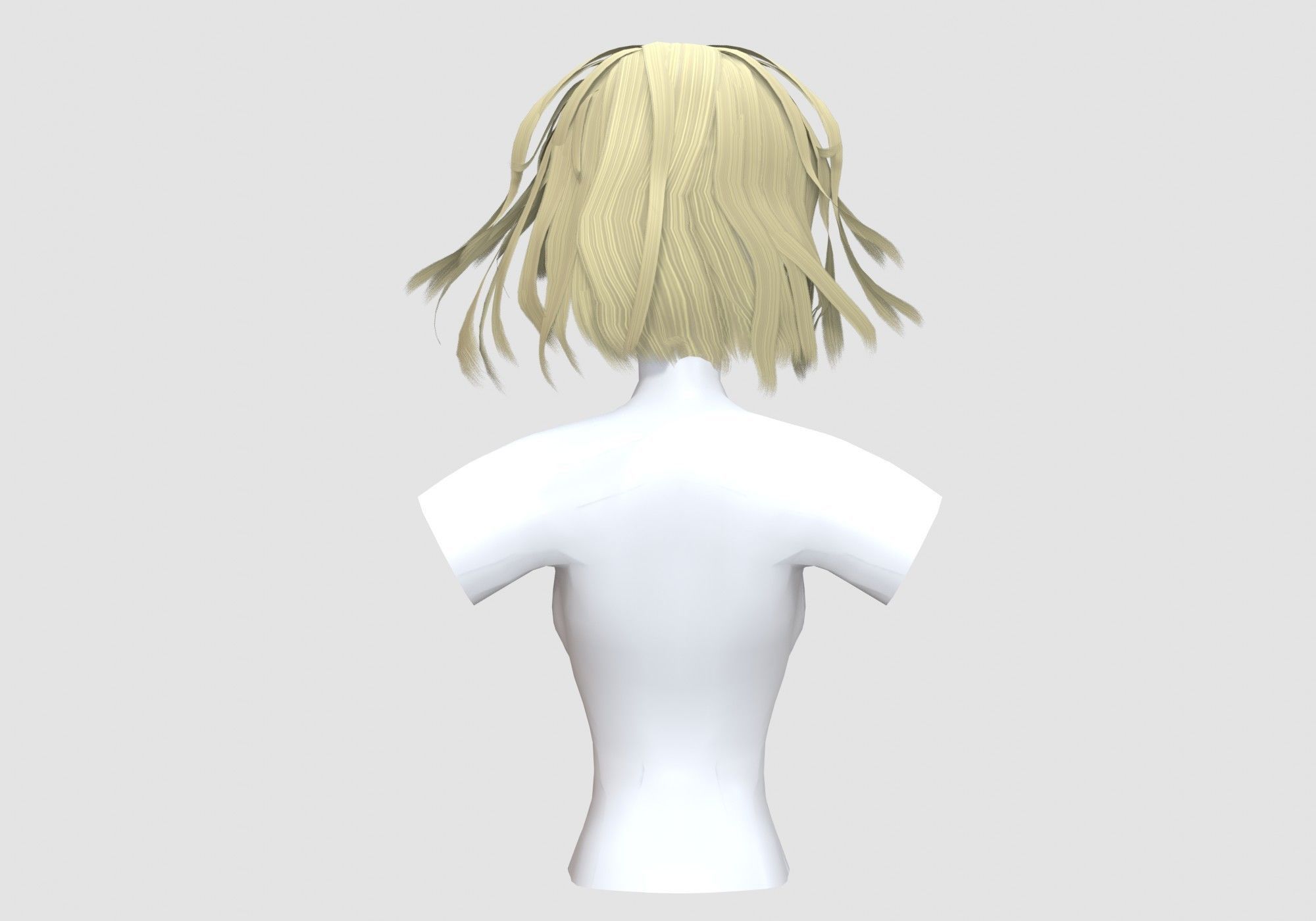 Windy Female Hairstyle 3D model_4