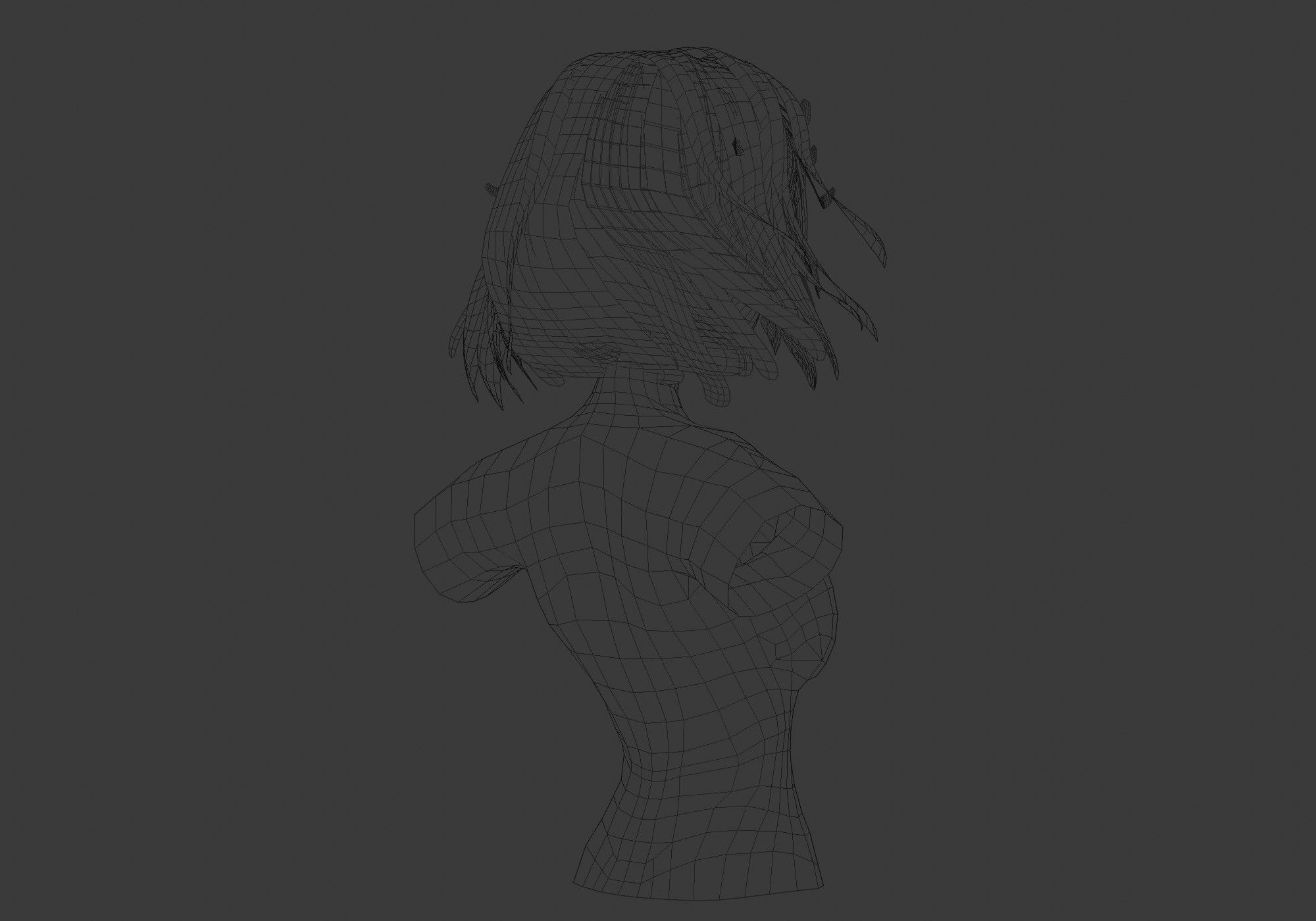 Windy Female Hairstyle 3D model_8