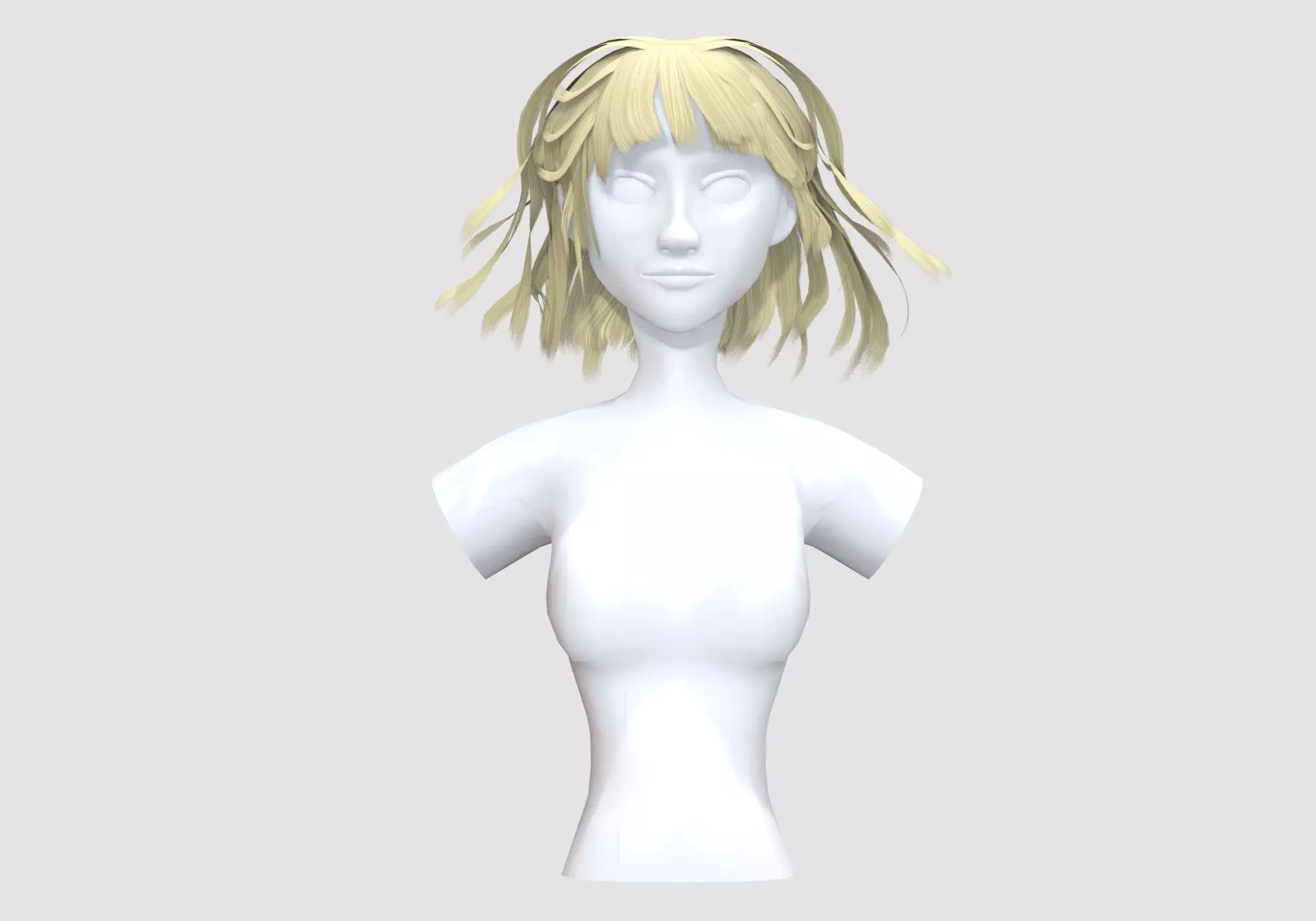 Windy Female Hairstyle 3D model_0