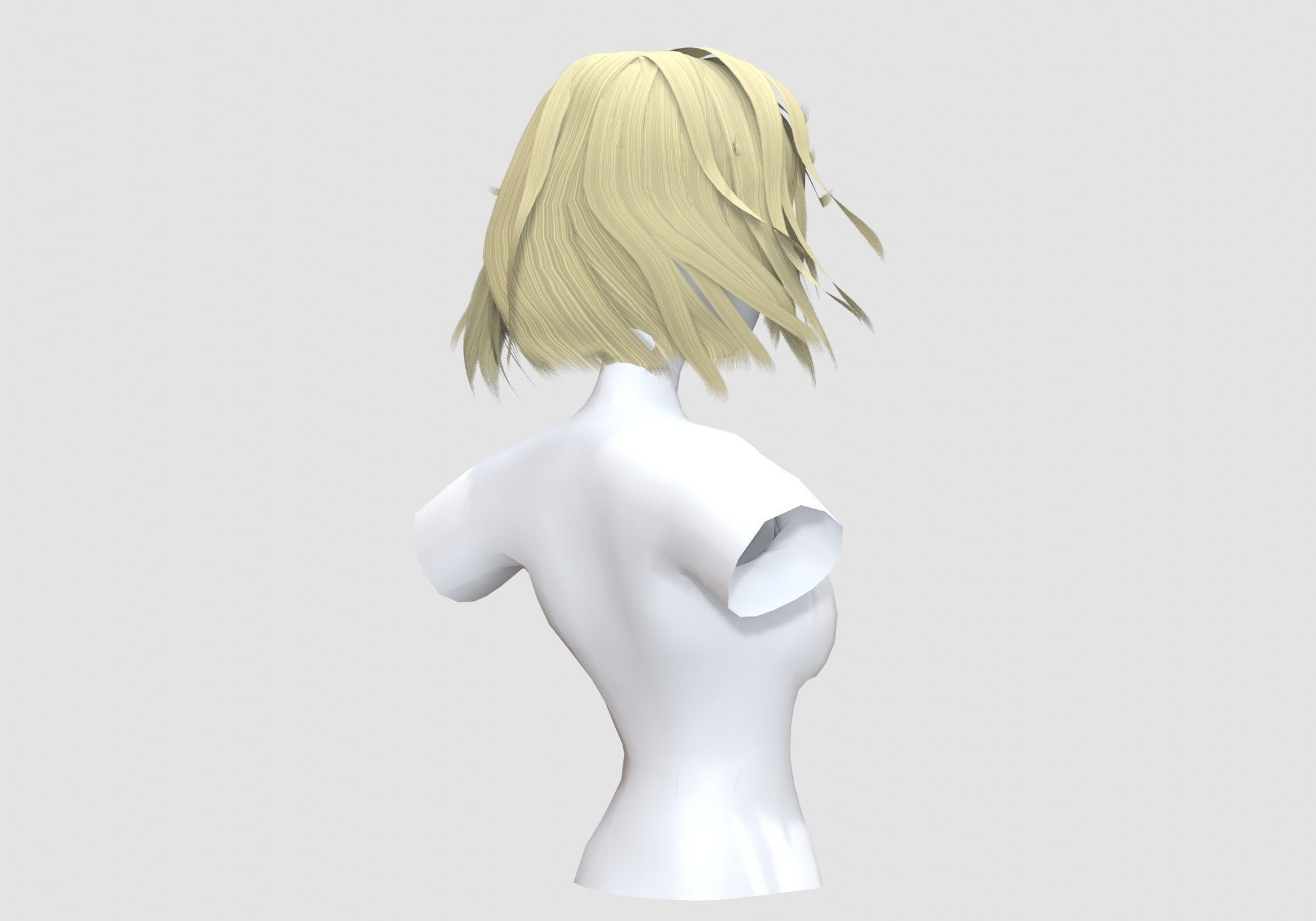 Windy Female Hairstyle 3D model_3