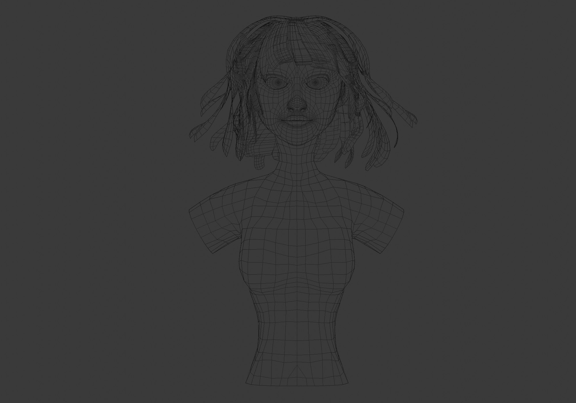 Windy Female Hairstyle 3D model_5