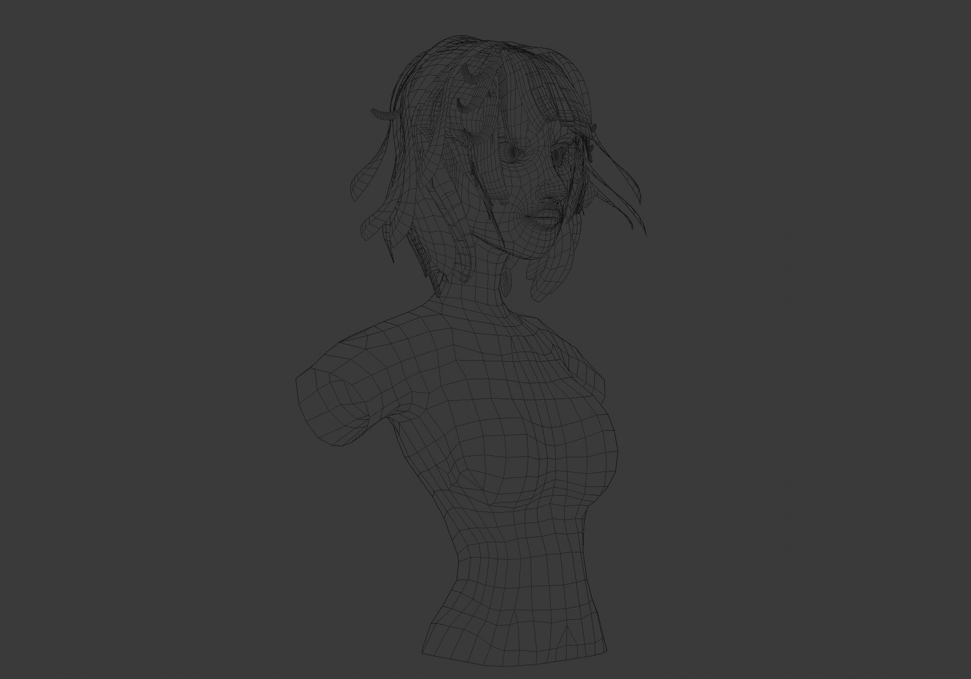 Windy Female Hairstyle 3D model_6