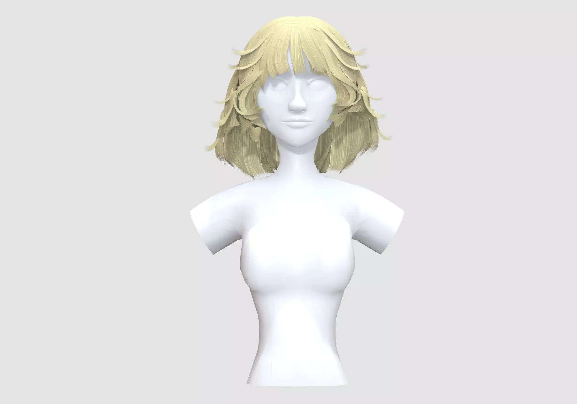 Short Female Hairstyle 3D model_0