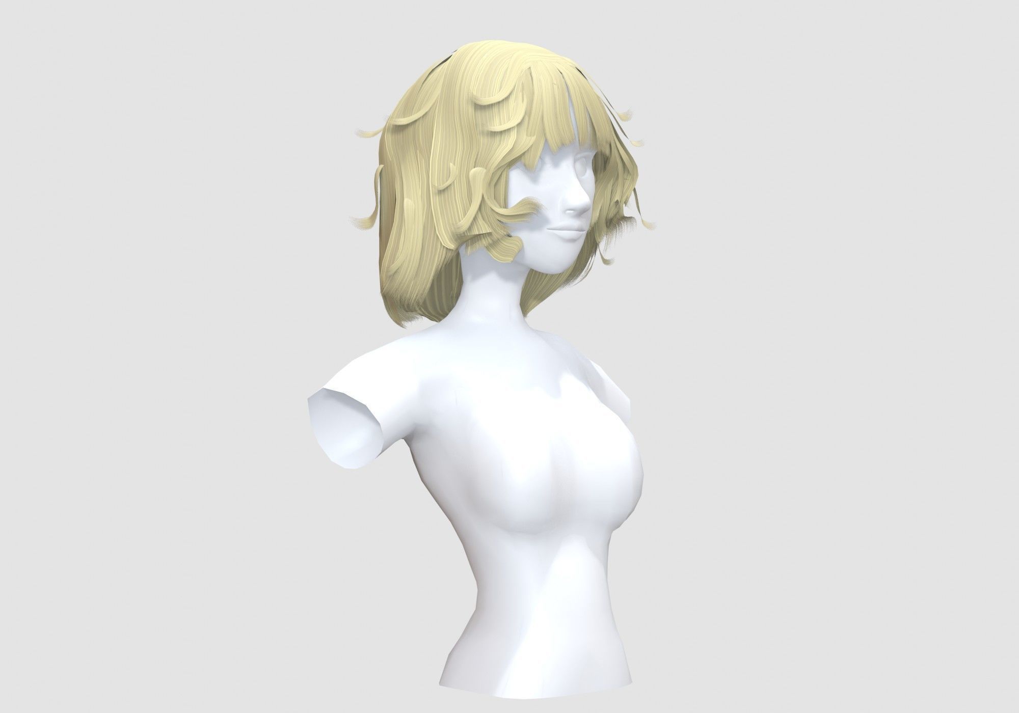Short Female Hairstyle 3D model_1