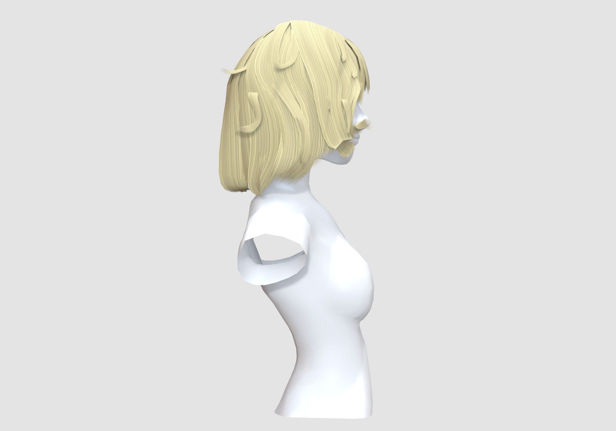 Short Female Hairstyle 3D model_2