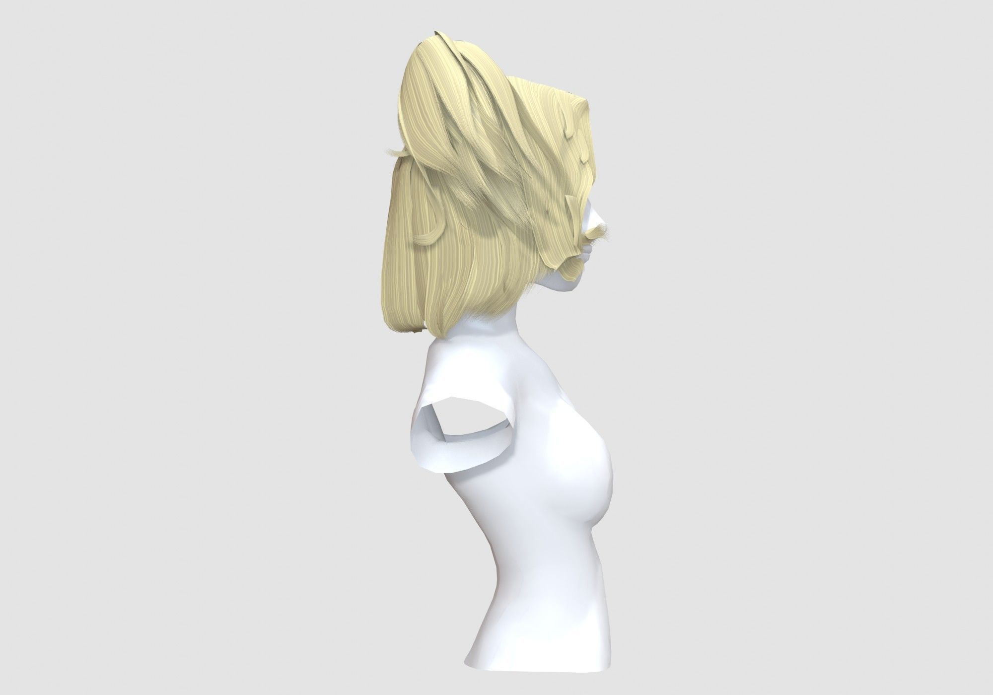 Pigtail Female Hairstyle 3D model_2