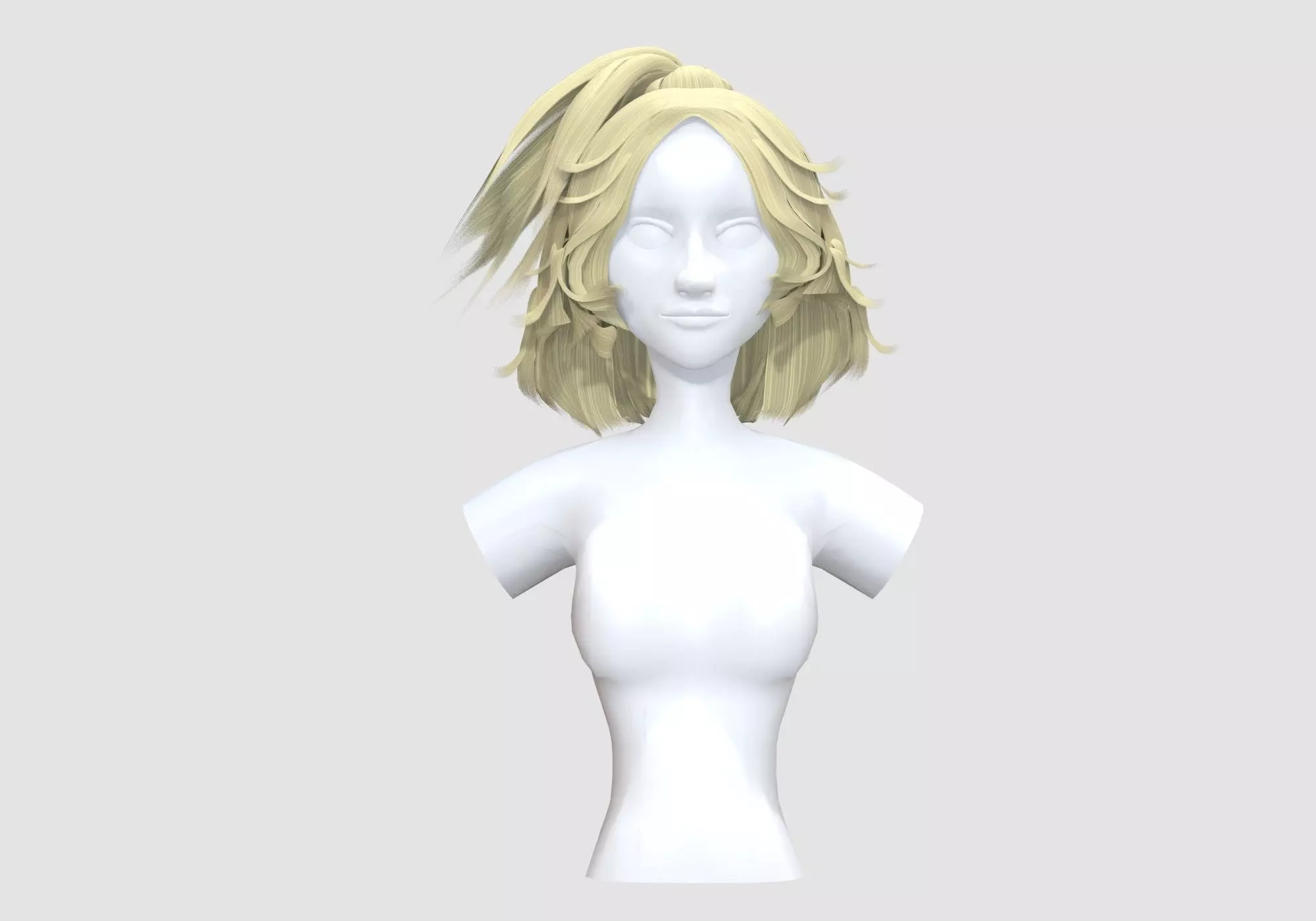 Pigtail Female Hairstyle 3D model_0