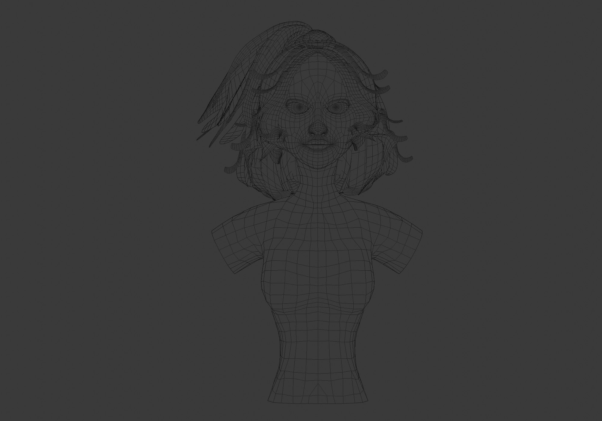 Pigtail Female Hairstyle 3D model_5