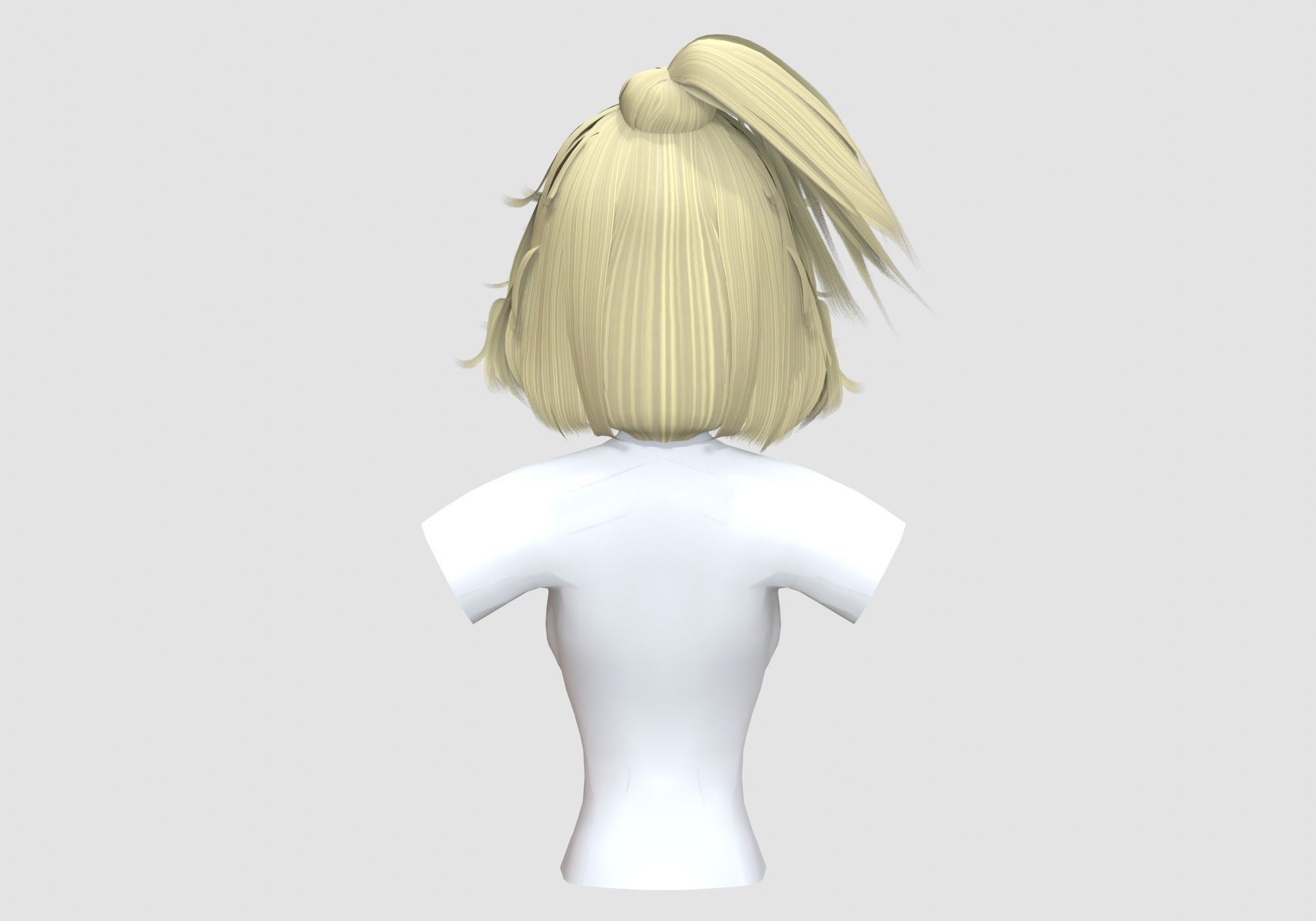 Pigtail Female Hairstyle 3D model_4