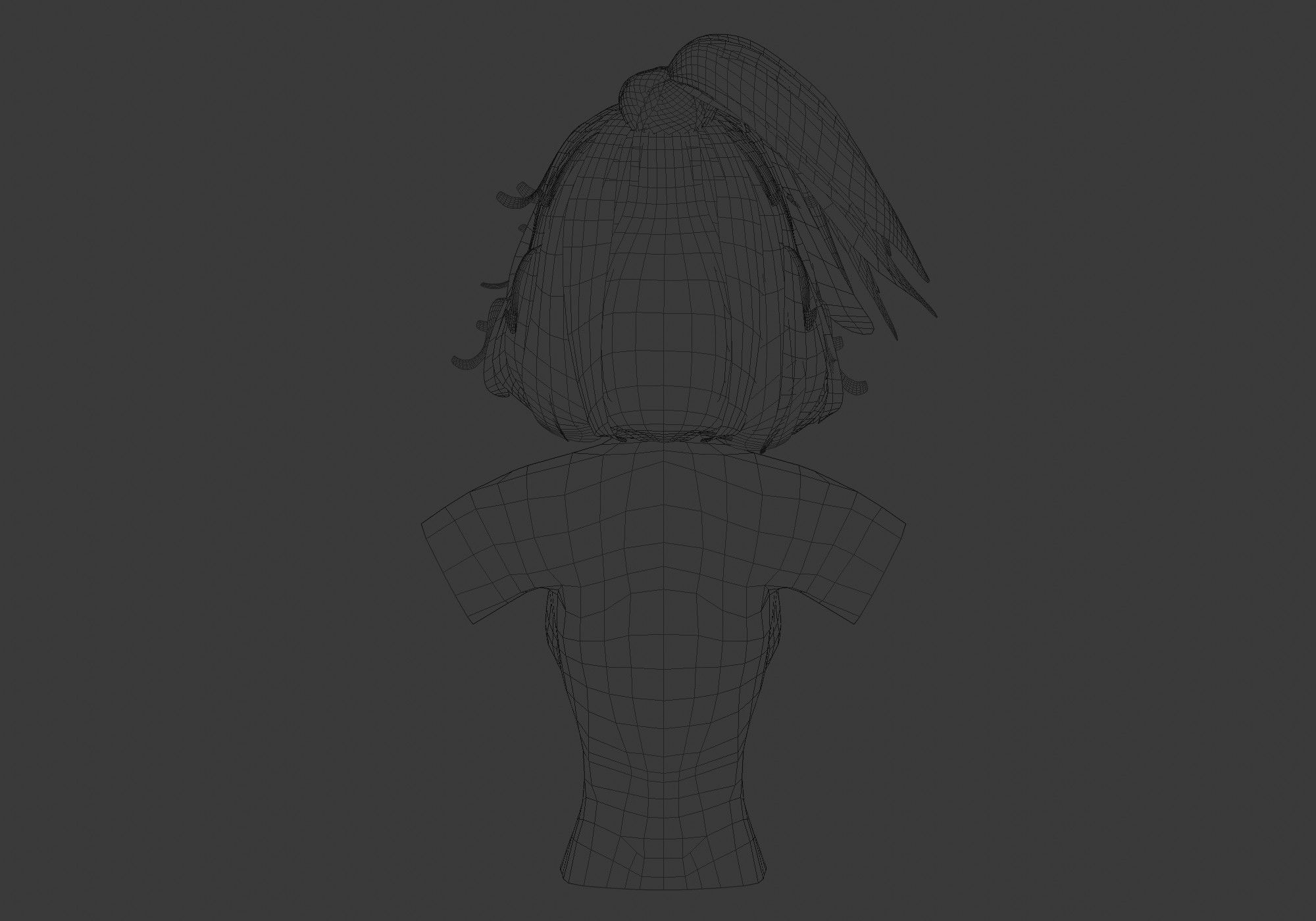 Pigtail Female Hairstyle 3D model_9