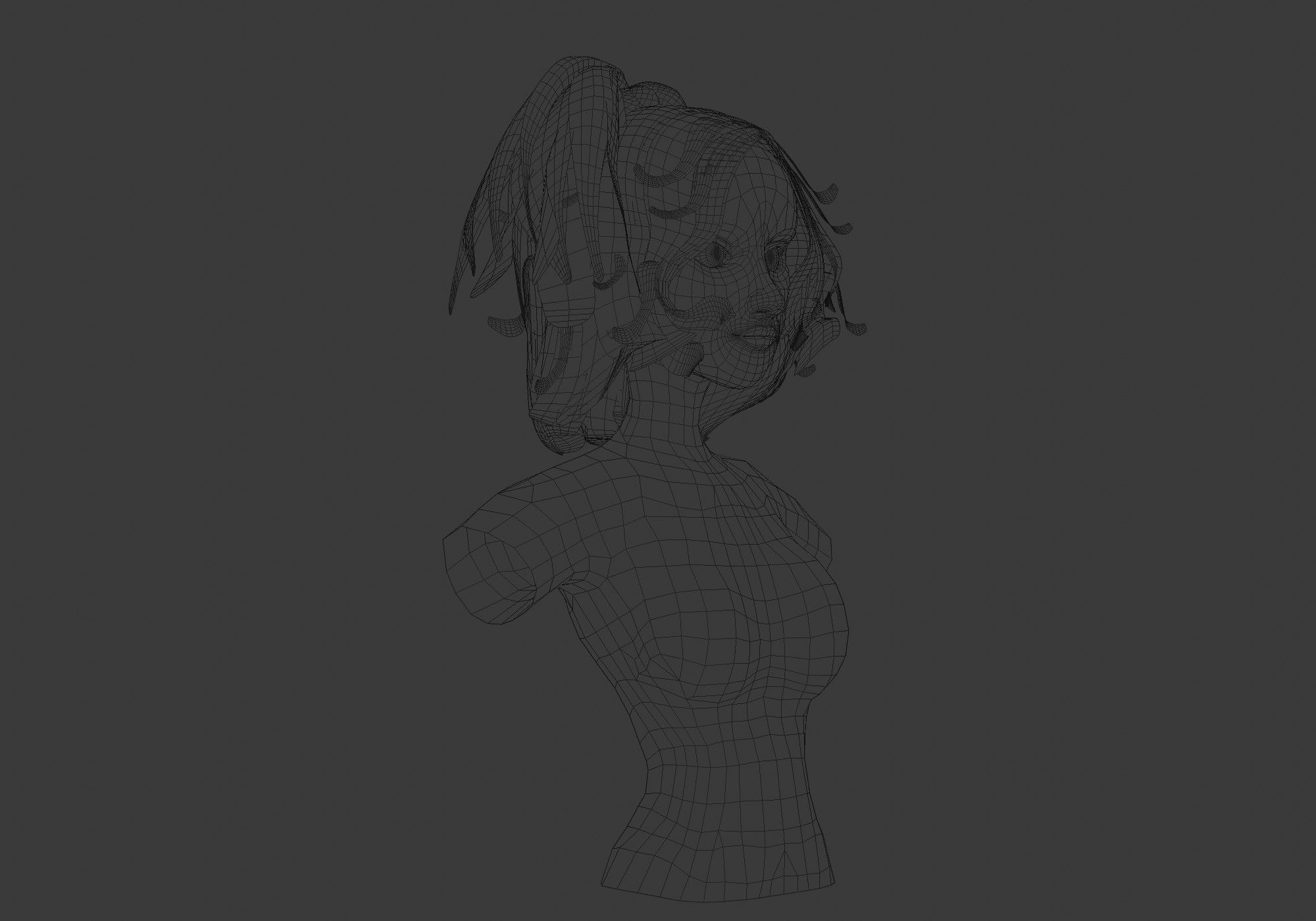 Pigtail Female Hairstyle 3D model_6