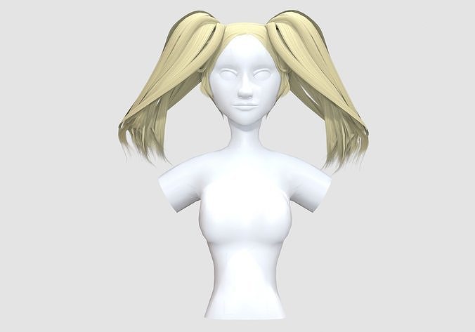 Long Pigtails Hairstyle  3D model