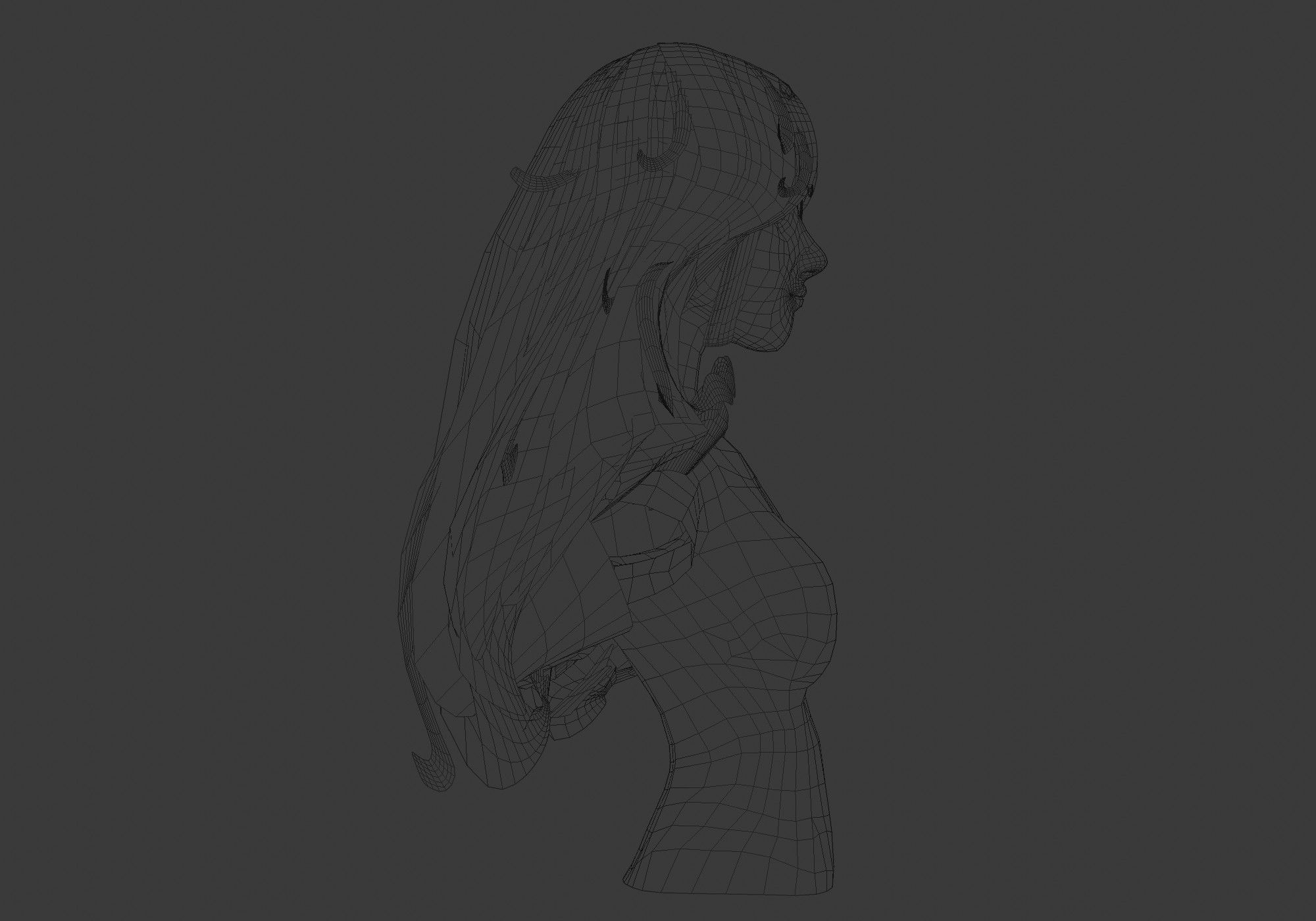 Long Female Hairstyle 3D model_7