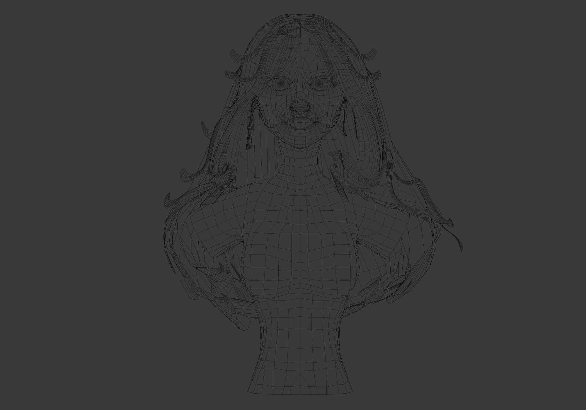 Long Female Hairstyle 3D model_5