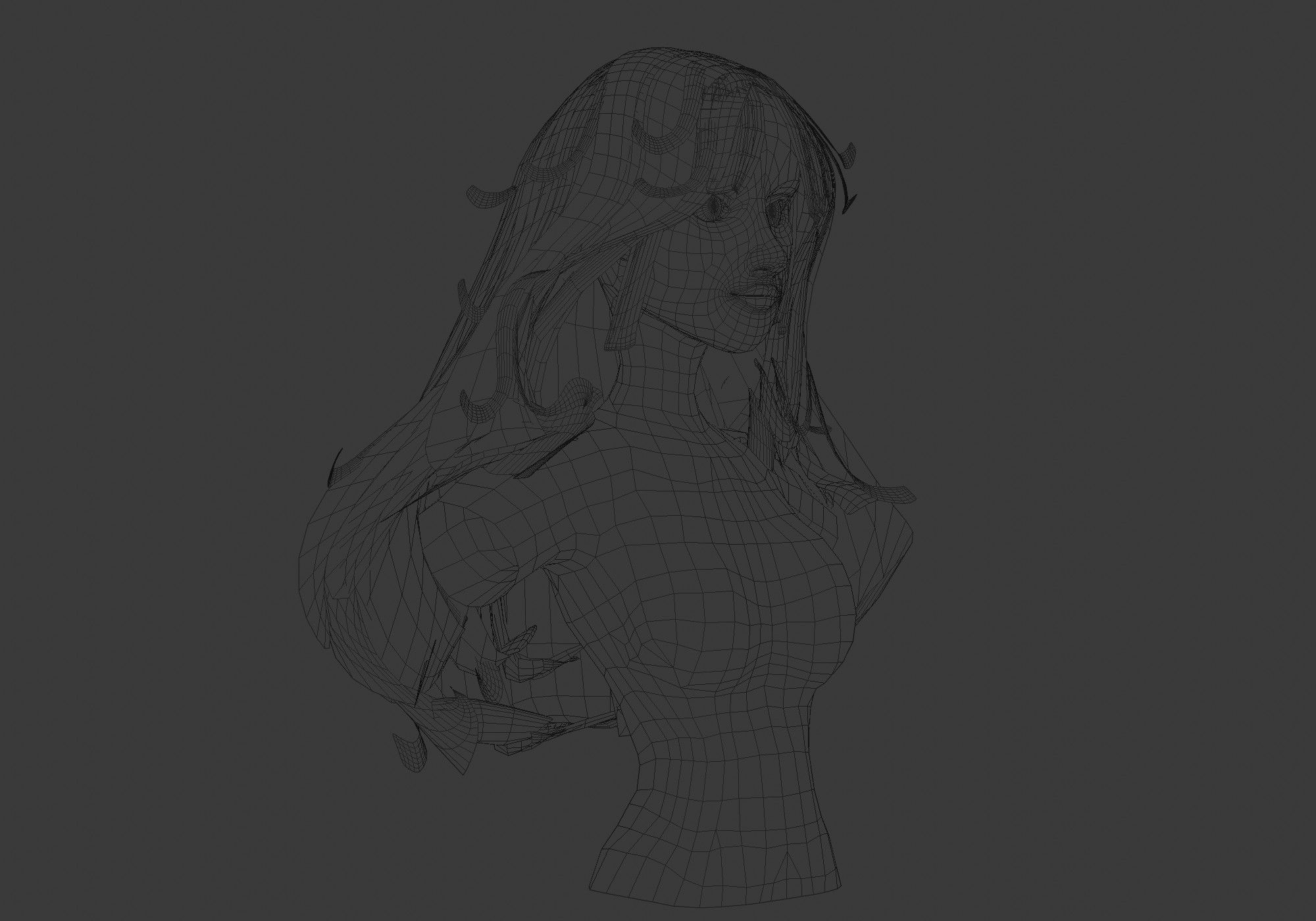 Long Female Hairstyle 3D model_6