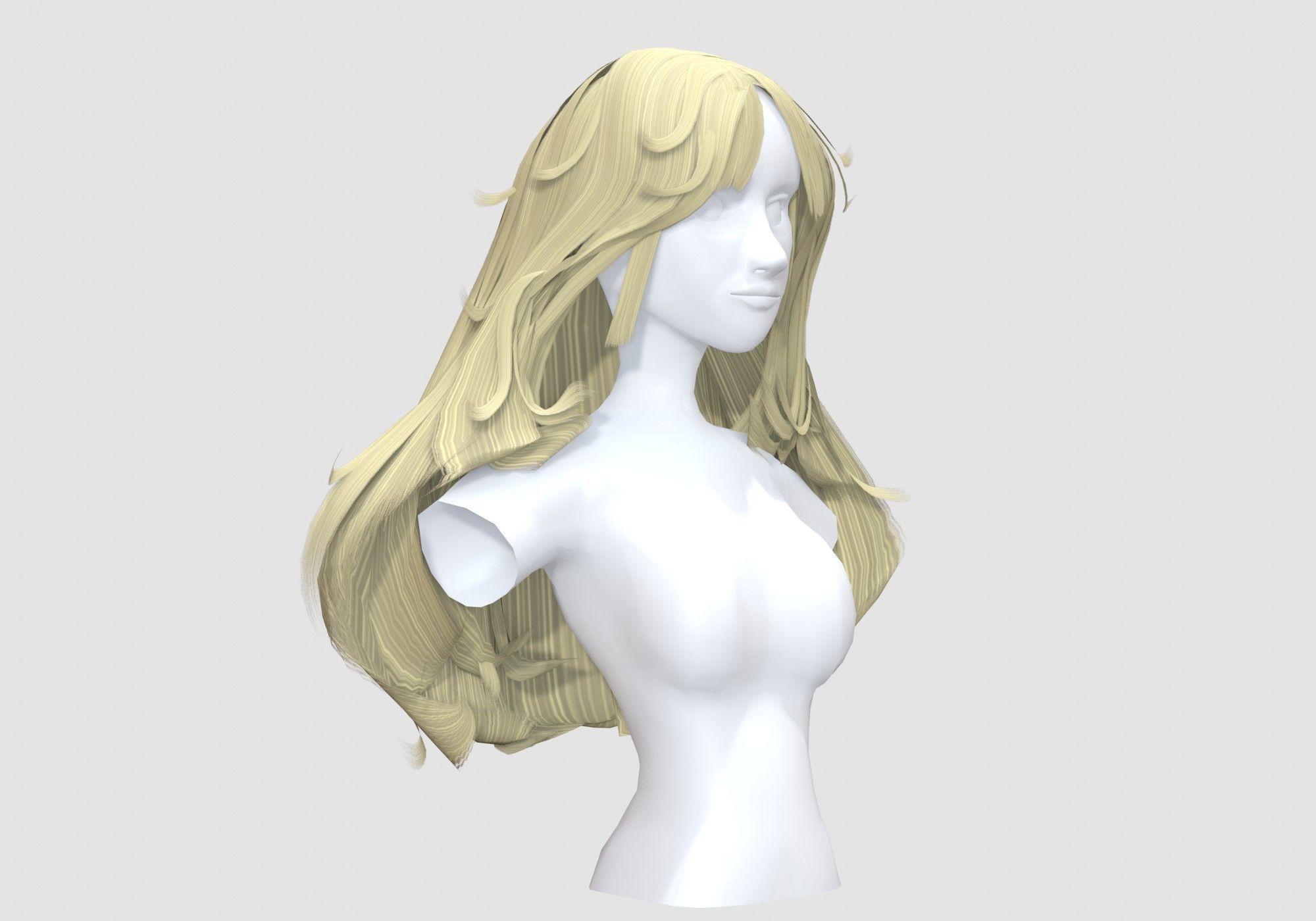 Long Female Hairstyle 3D model_1