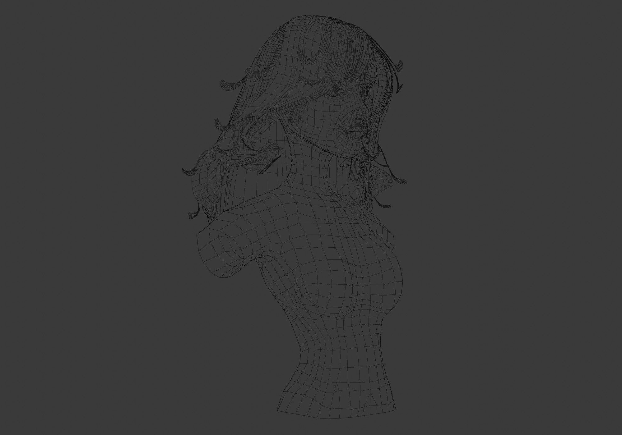 Long Blond Hairstyle 3D model_6