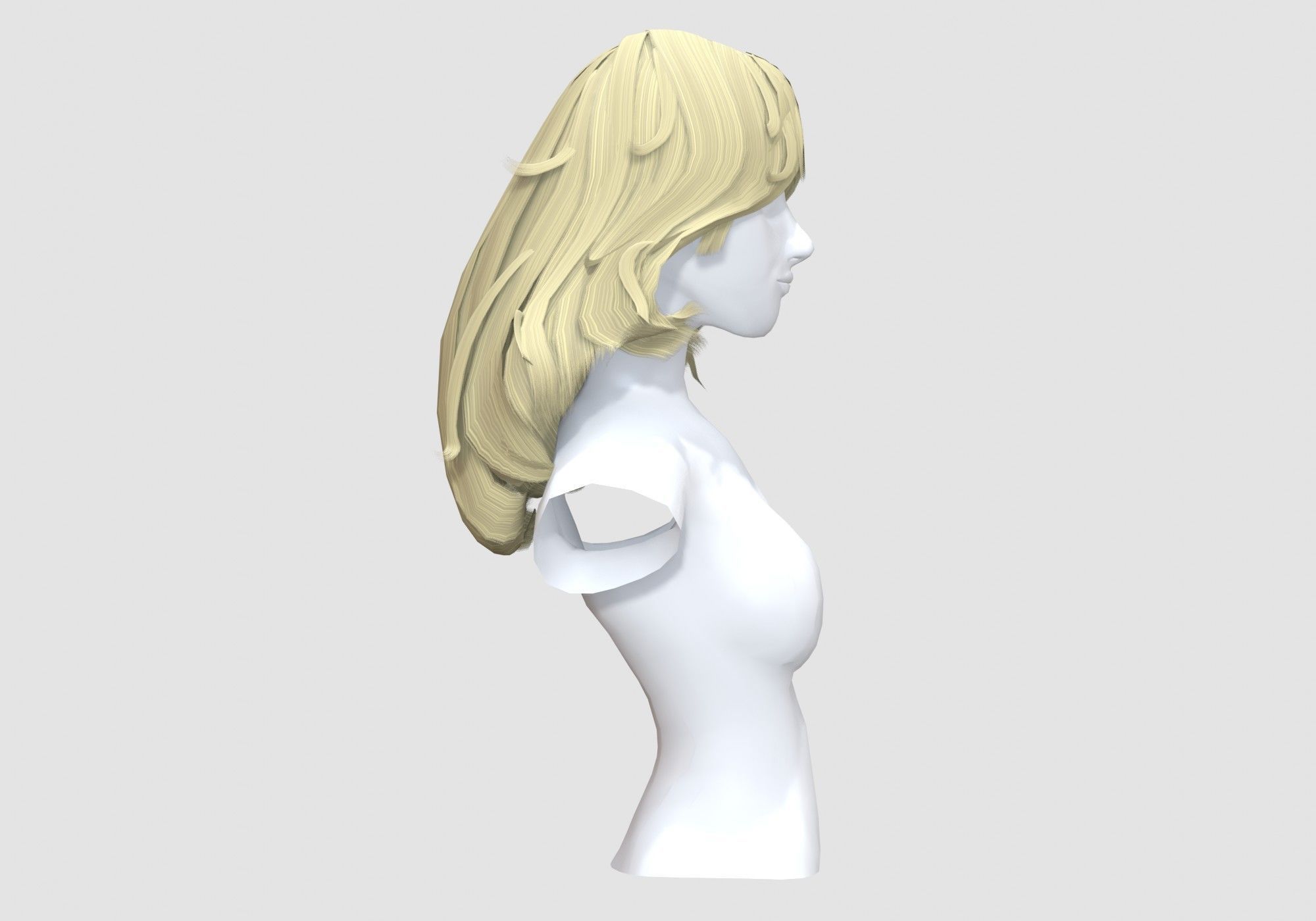 Long Blond Hairstyle 3D model_2