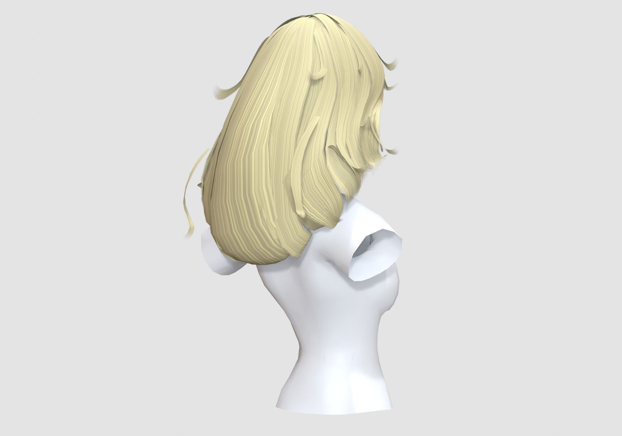 Long Blond Hairstyle 3D model_3