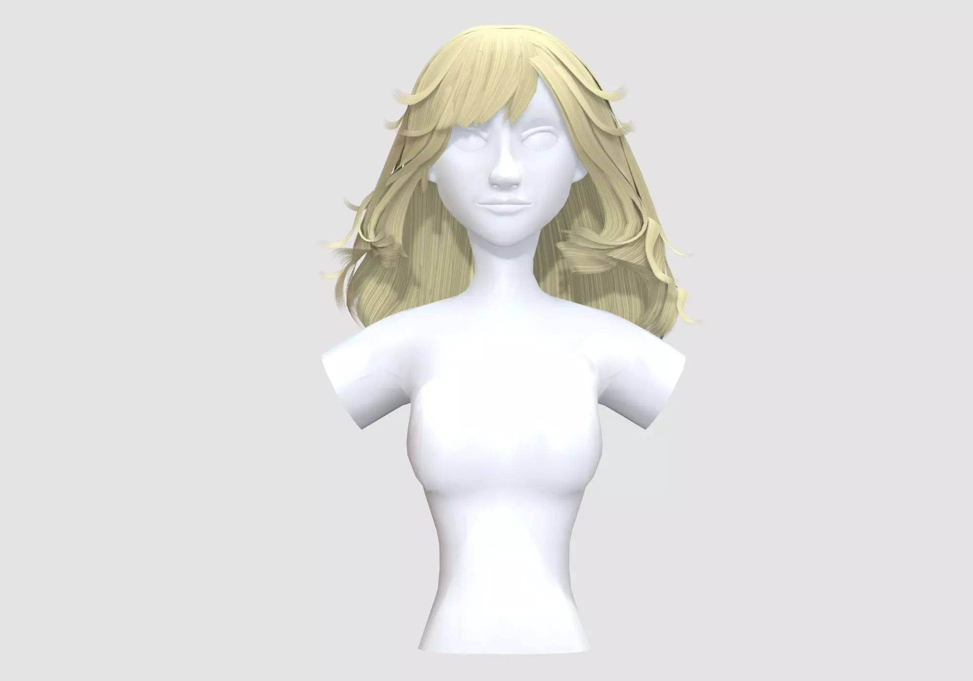 Long Blond Hairstyle 3D model_0