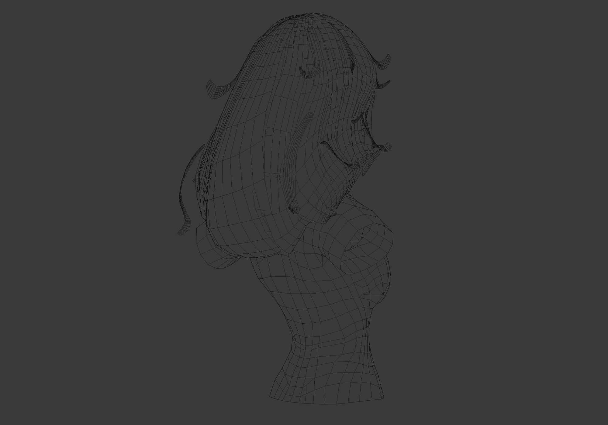 Long Blond Hairstyle 3D model_8