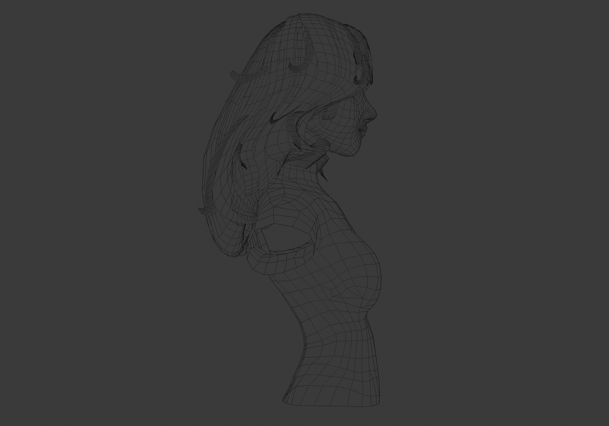 Long Blond Hairstyle 3D model_7