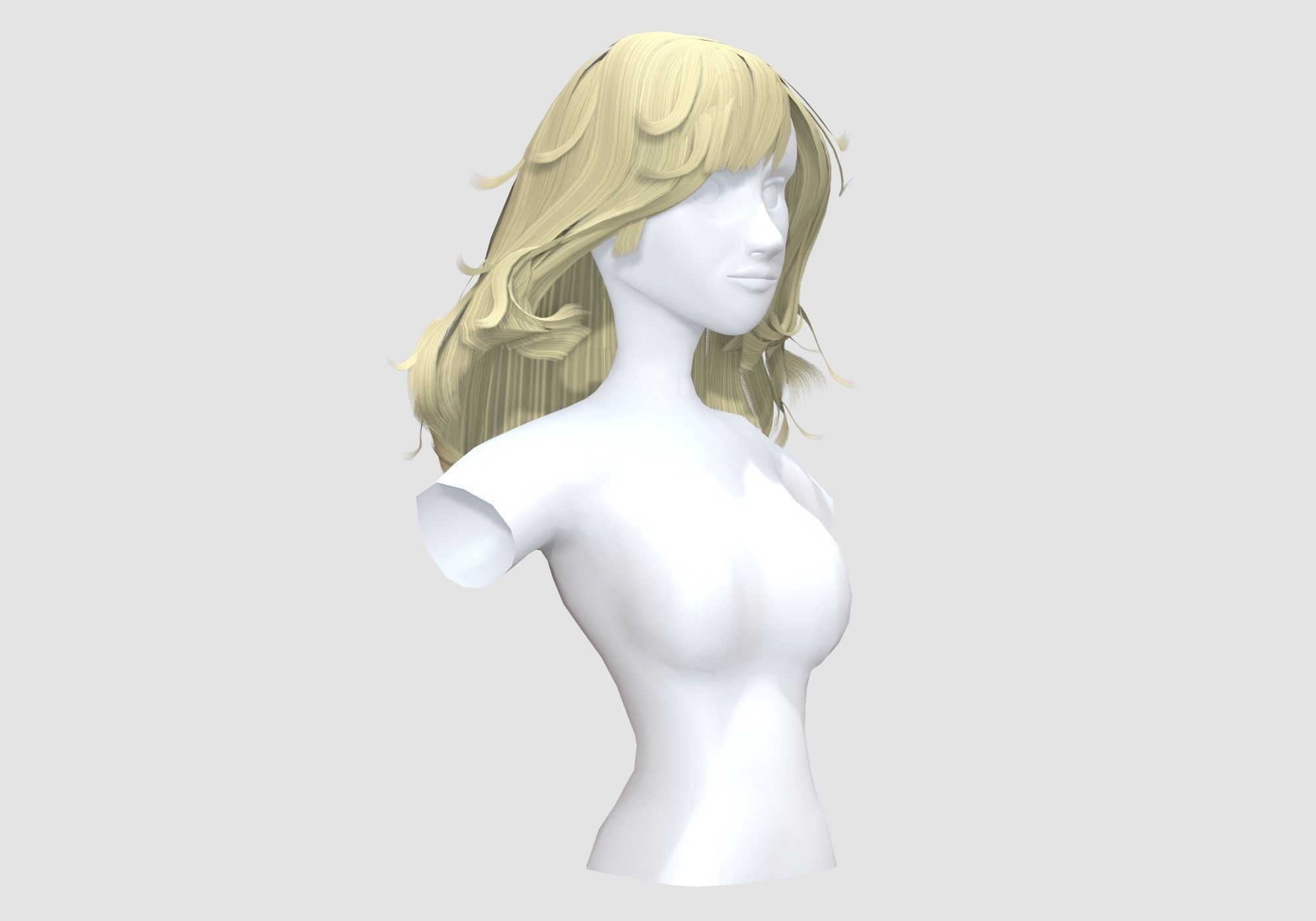 Long Blond Hairstyle 3D model_1