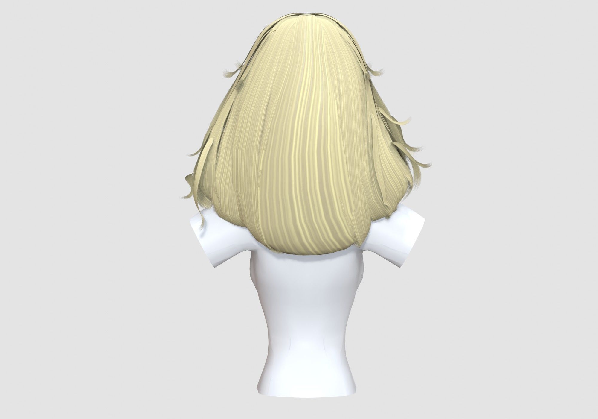 Long Blond Hairstyle 3D model_4