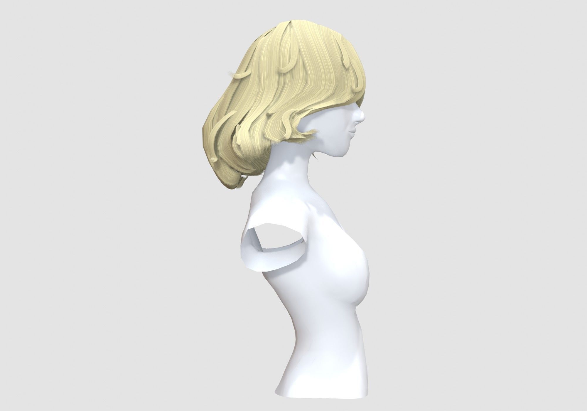 Female Pretty Hairstyle  3D model_2