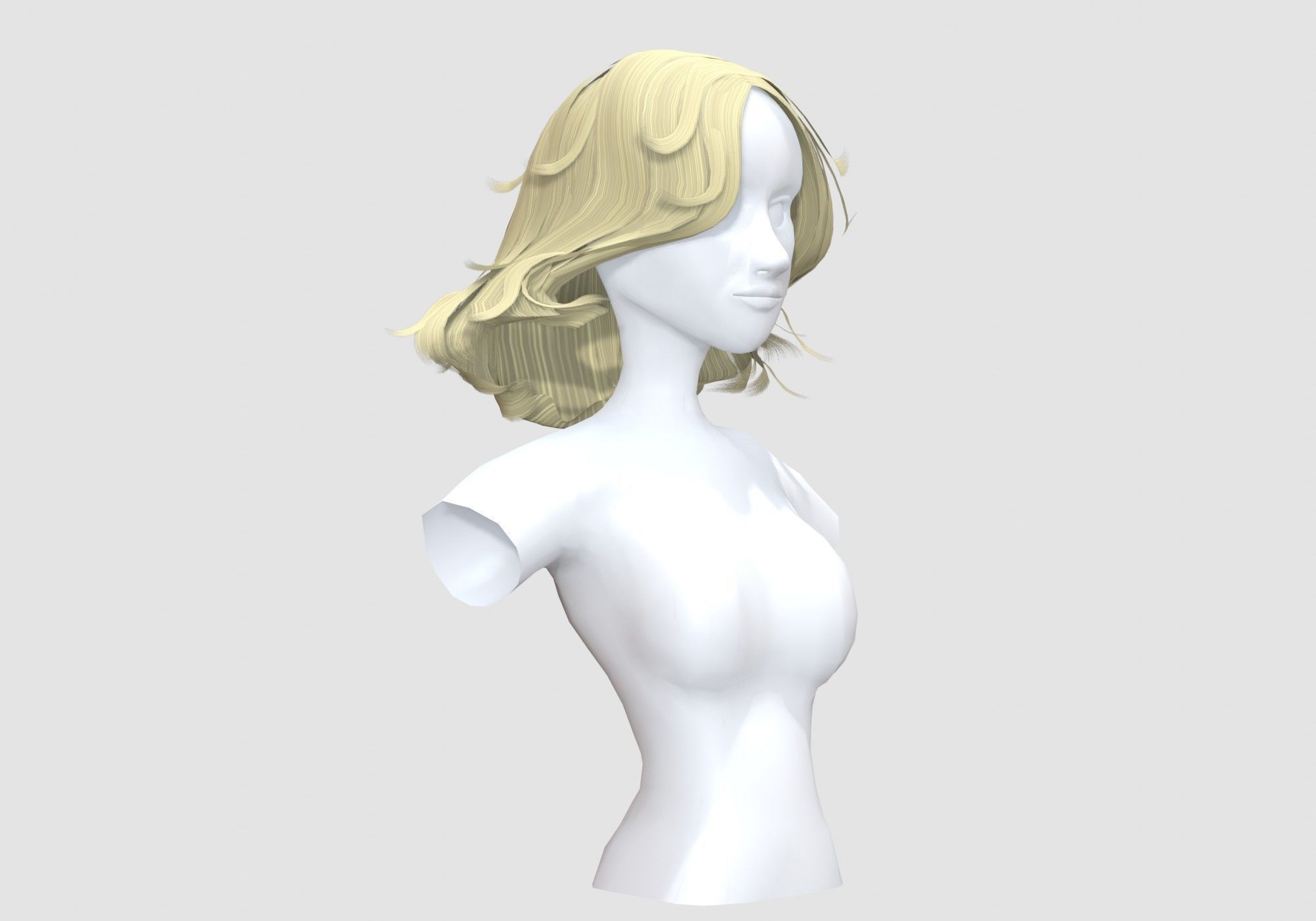 Female Pretty Hairstyle  3D model_1