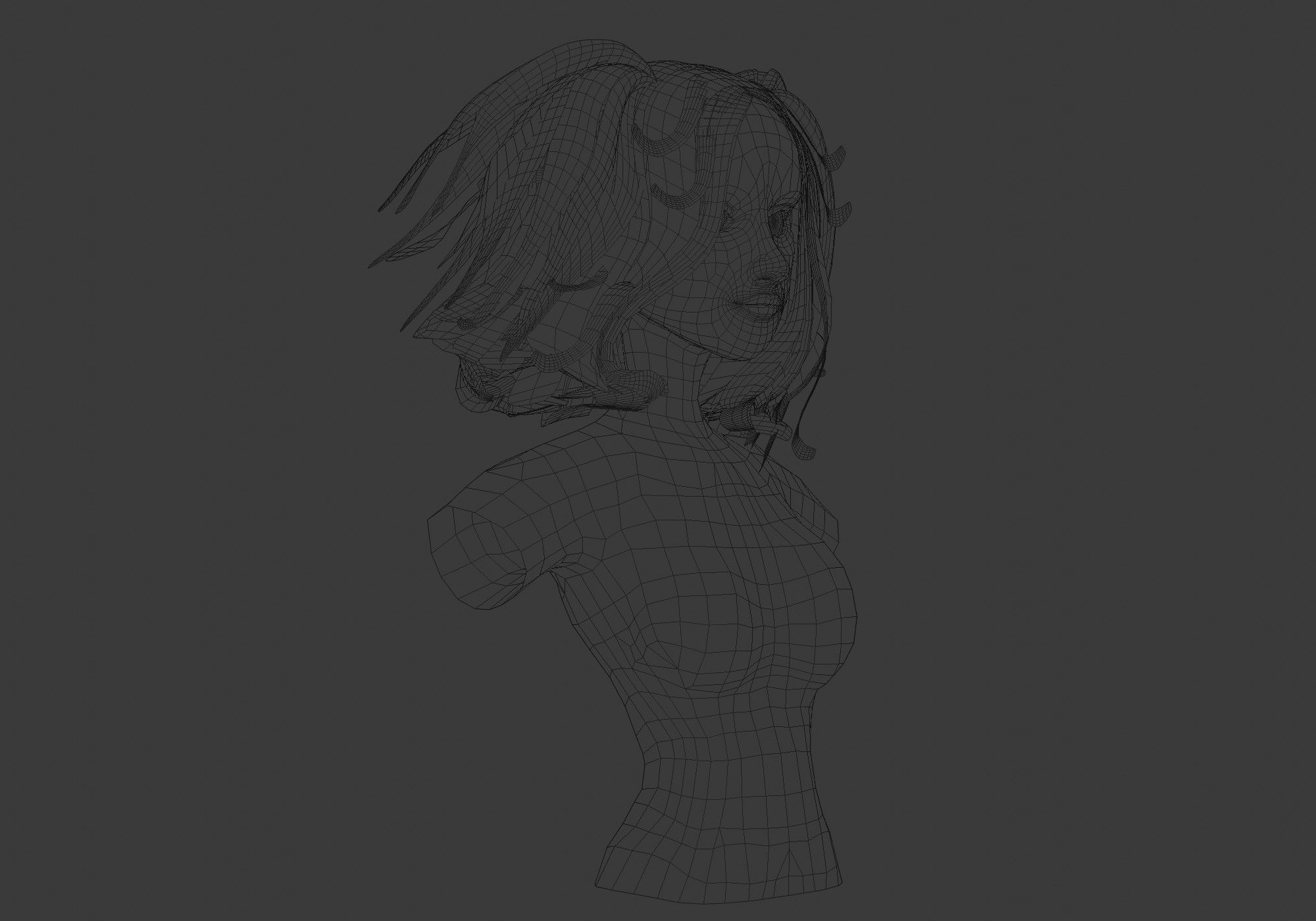 Female Cute Hairstyle 3D model_6